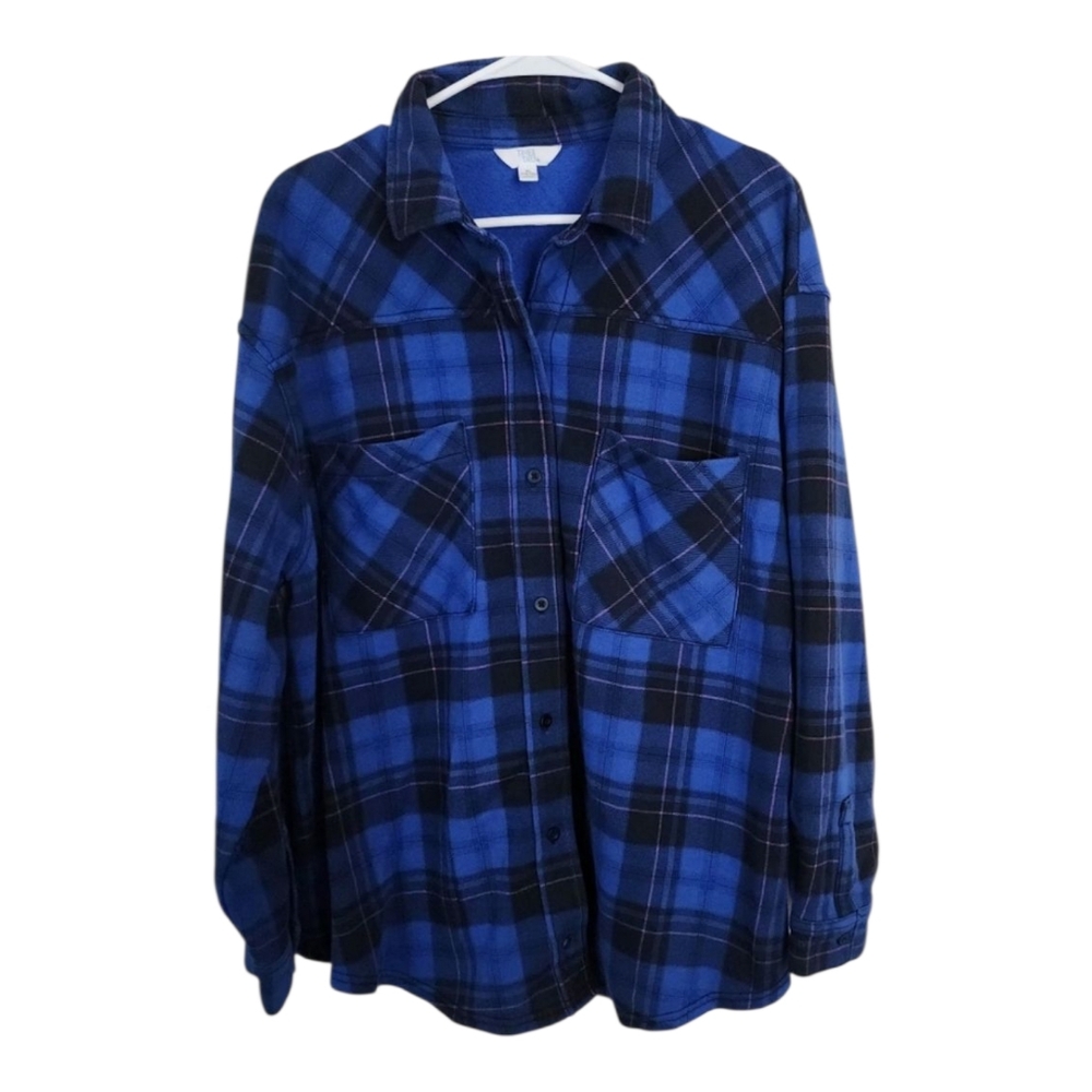 Time & Tru Women’s Woven Plaid Flannel Shirt xl